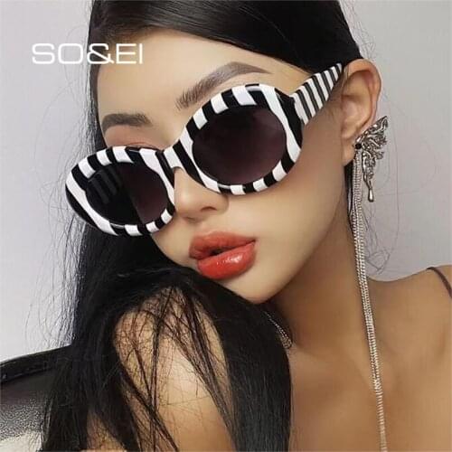 SO&EI Retro Oval Sunglasses Women Fashion Blue Gray Shades UV400 Trending Men Brand Designer Round Sun Glasses