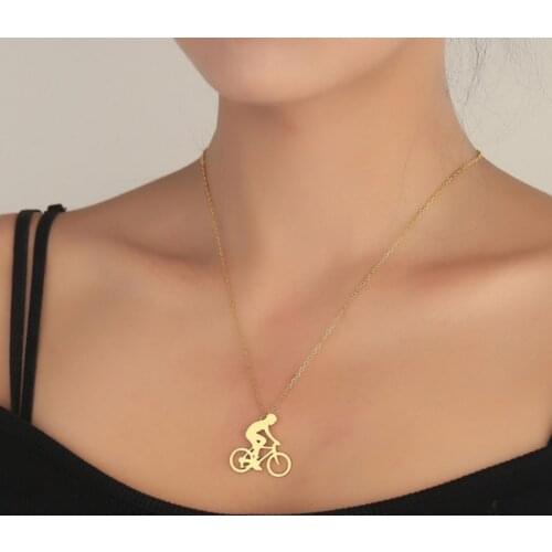 Stainless Steel Bicycle Bike Sport Pendant Necklaces Cyclist Choker Ride Jewelry for Cycling Lovers