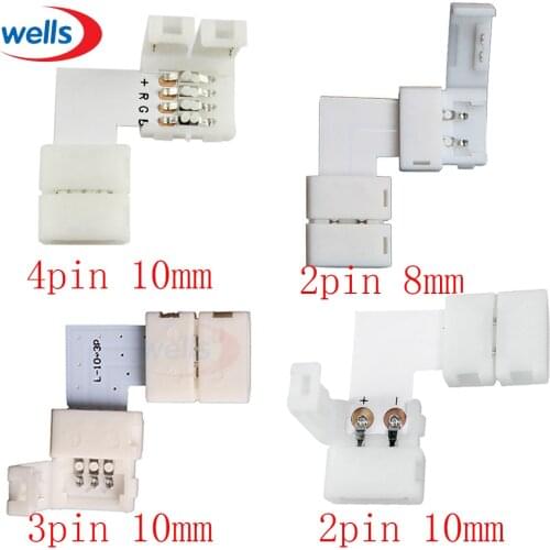 5set L Shape 2Pin 3Pin 4 Pin LED Connector For Connecting Corner Right Angle RGB 3528 2811 2812 5050 LED Strip