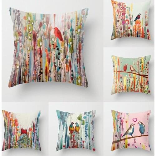 Pillowcase Abstract Ink Bird Print Pillow Art Print Cushion Decoration Pillow Home Decoration Sofa Pillow 45*45cm Bird Lovers