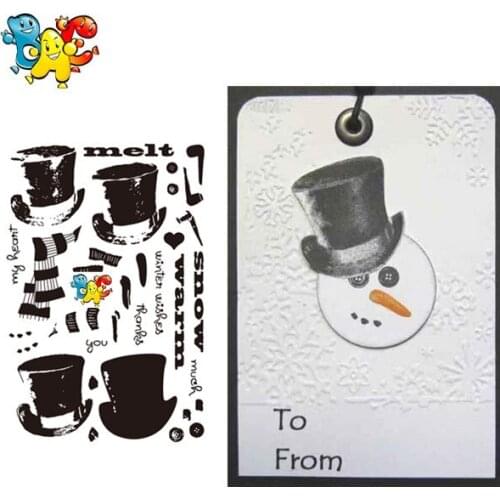 Snowman Transparent Clear Stamps for DIY Scrapbooking/Card Making/Kids Christmas Fun Decoration Supplies and die