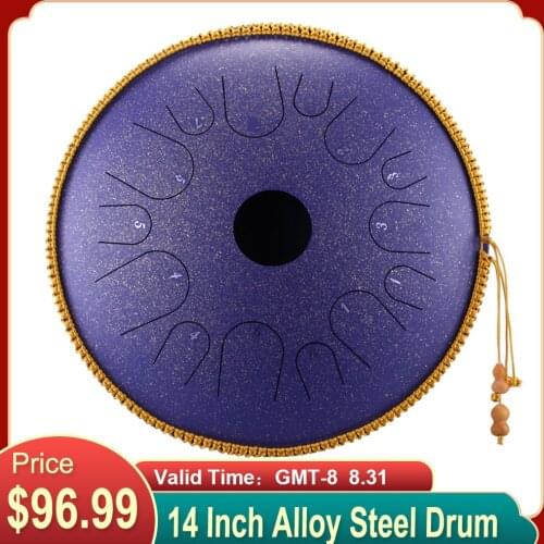 14 Inch 14 Note Alloy Steel Drum C Tone Manual Percussion Drum with Ebony Drumsticks Suitable for adult and child beginner