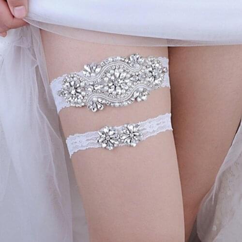 Bridal Garter Set Crystal Rhinestone Lace Garter Bride Wedding Accessories Bridal Cosplay Fashion Stocking Accessories