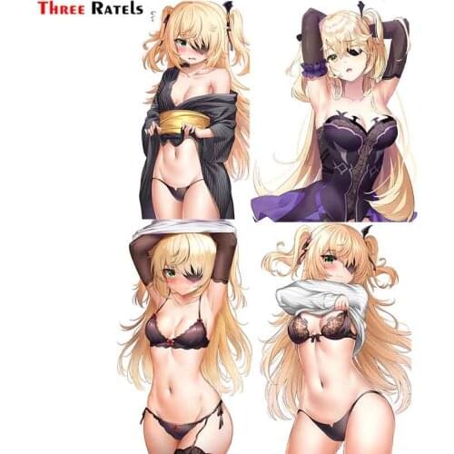 Three Ratels F647 Fischl For Genshin Impact Cute Underwear Anime Girl Car Sticker Fuel Tank Cap&Rearview Mirror Waterproof Decal