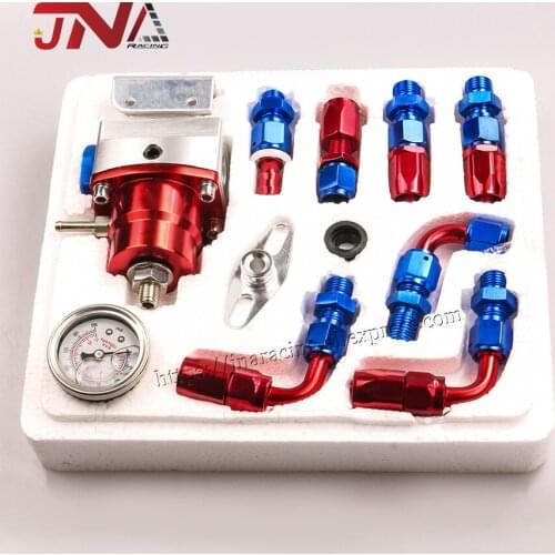 Universal Car Fuel Pressure Regulator With Gauge Blue Red and Silver Adjustable Oil Pressure Regulator