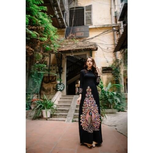 Aodai vietnam clothing cheongsam aodai vietnam dress vietnamese traditionally dress long sleeves cheongsam modern peacock