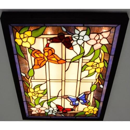 Tiffany Stained Glass Wall Lamp American Pastoral Creative Mural lamp Living Room Dining Room Bedroom Bar Corridor Wall Lamp LED