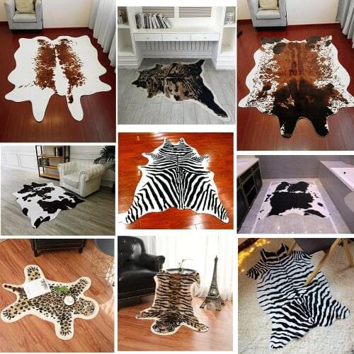 Zebra Cow Leopard Deer Animal printed Cow Hide Area Rug Mat Faux Carpet Leather