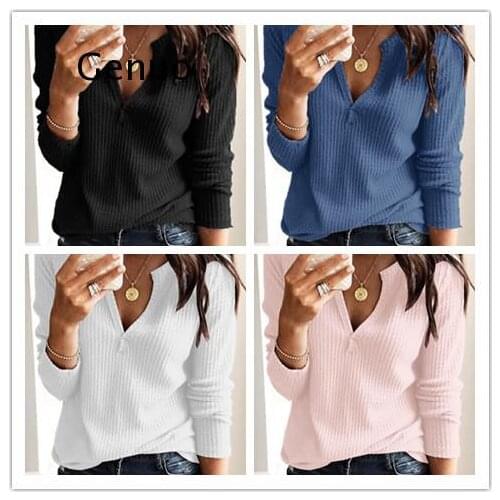 Women Clothing Autumn Spring Women Basic T Shirt New Fashion Long Sleeve V-Neck T Shirt Casual Slim Tops