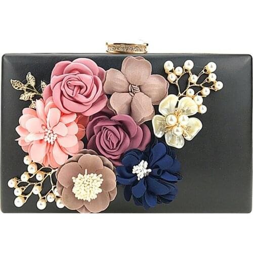 Women Flower Crossbody Shoulder Bag Leather Clutch Evening Bridal Bags Wedding Fashion Prom Handbag