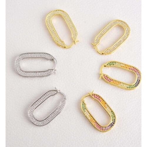 1Pairs ,Latest Fashion Earrings Top Quality Jewelry Clear CZ Oval Earrings For Women Girls