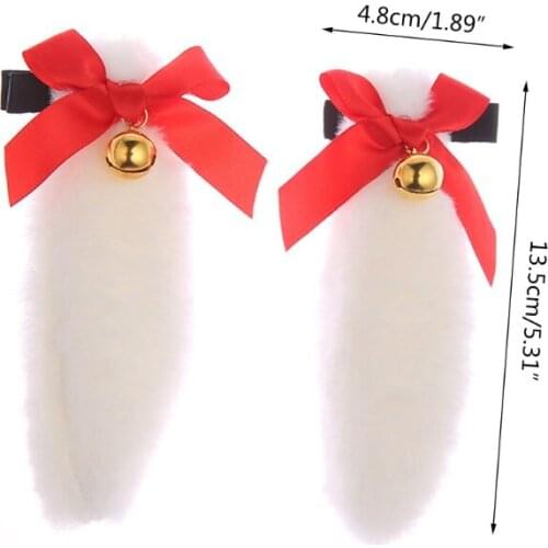 Q1QA 1Pair Bunny Ears Hair Clips Ribbon Bow Hair Clip Cosplay Costume Headwear Anime Cosplay