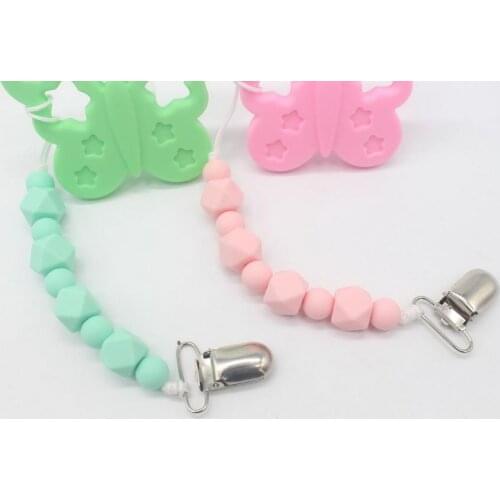 200pcs Silicone Teething Pacifier Clips with Safe ABS Beads Silicone Pacifier Chain Holder For Nipples Baby Chew Toys