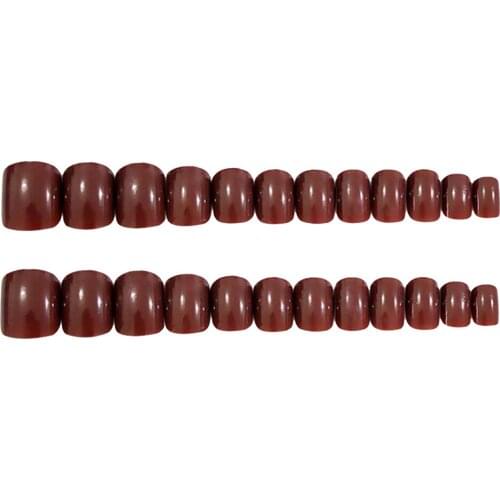 24pcs Ballet False Nails Full Cover Pure Color Stiletto Art Tips Cameo Brown