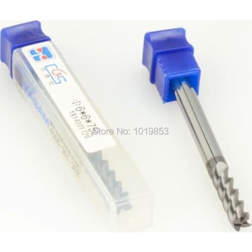 3pcs CGS-250 6X6X75L HRC50 SOLID tungsten carbide end mills milling cutter for stainless steel SUS304 or 316