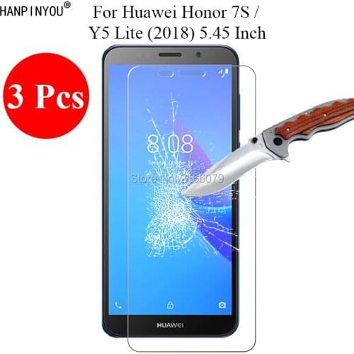 3 Pcs/Lot 9H 2.5D Tempered Glass Screen Protector For Huawei Honor 7S / Y5 Lite (2018) 5.45" Phone Protective Film + Clean Tools