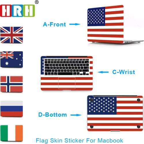 HRH 3 in 1 Flag Full body Vinyl Skin Cover Sticker for Macbook Guard Case Bottom Cover for Macbook Air Pro 11 12 13 15 Inch Skin