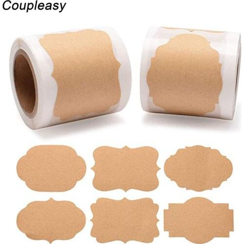 300Pcs/Roll Blank Kraft Paper Stickers Kids DIY Scrapbooking Sticker Cake Shop Seal Labels School Stationery Supplies 1.2x2 inch