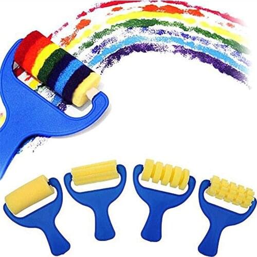 4pcs Paint Foam Roller Brushes Children DIY Painting Sponge EVA Art and Crafts Brushes Painting Tool Children Educational Toys