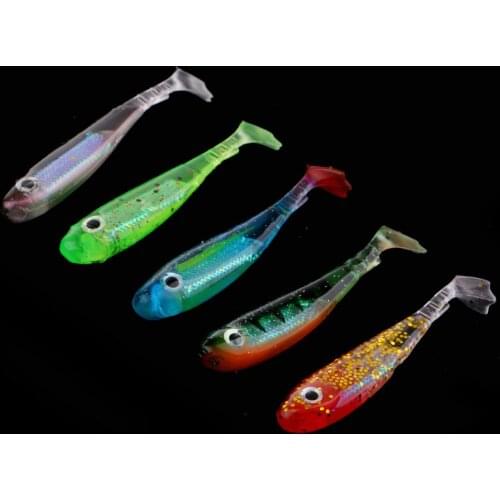 5pcs Artificial Soft Fishing Lure Rainbow Fish Baits with Lifelike 3D Eyes Fishing Baits for Fisherman