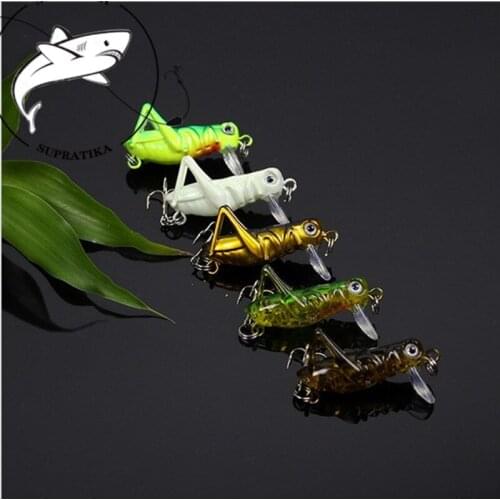 5pcs/lot 40mm 3g Insects Fishing Lures Flying Wobblers Bait Grasshopper Soft Bait Artificial Bass Jerkbait Crankbait Jig Pesca