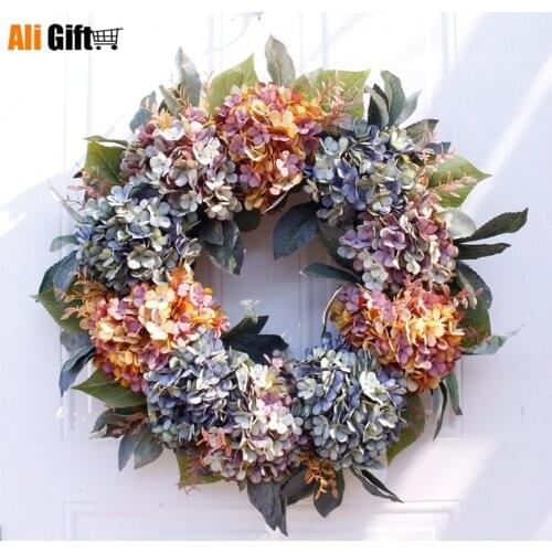 Autumn Hydrangea Ring Door Decoration Ornaments Wedding Decoration 22 Inch Portable Ornaments Home Party Decor Party Supplies