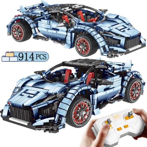 990pcs City RC Super Sports Drift Car MOC Building Blocks Remote Control Technical Racing Vehicle Model Bricks Toys For Children