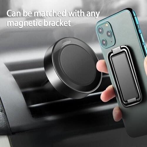 Car Mini Strip Shape Stand +Double Magnetic Car Phone Holder Stand For IPhone 12 Metal Smartphone Holder Foldable Desk Stand