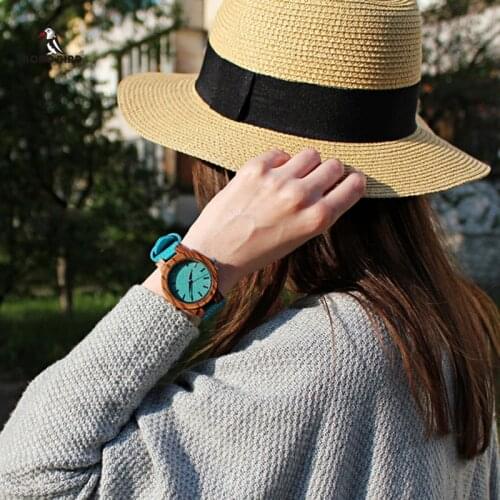 BOBO BIRD Lovers Wood Watches Women Relogio Masculino Men Watch Turquoise Blue relogio feminino Gifts Drop Shipping
