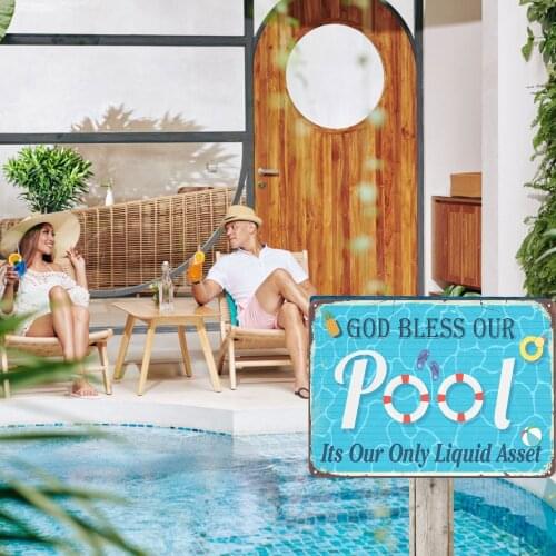 20x30cm Decor Swimming Pool Rules Signs Funny Metal Signs Gifts Plaque In Bar Door Decoration Pub Club Beach Hanging Wall Decors