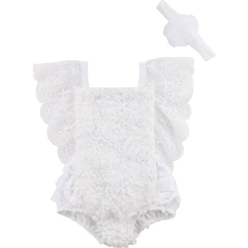 Infant Newborn Baby Girl Ruffle Lace Jumpsuit Bodysuit Clothes Outfit Summer Casual New
