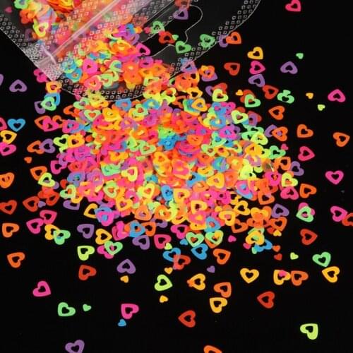 Fluorescence Hollow Love Heart Sequins Resin Glitter Filling Slime DIY Crafts Resin Shaker Filler Jewelry Making Accessories