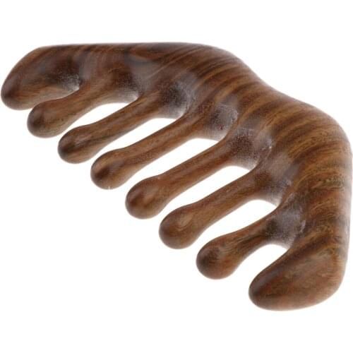 Handmade Green Sandalwood Hair Comb - Anti-Static Frizz Free Natural Hair De r Wooden Comb (Extra Wide Tooth)