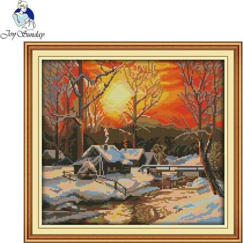 Joy Sunday The winter morning Pattern 14ct 11ct embroidery Needlework Stamped or Counted Cross Stitch Kit for home wall decor