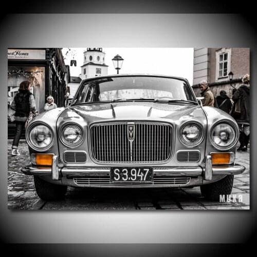Old Car Painting Wall Art Superar Classic Jaguars xj6 Black and white Picture Canvas Posters and Prints Modern Home Decorations