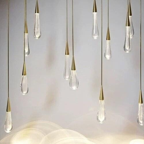 European-style creative post-modern crystal glass hotel lobby bar corridor aisle glazed drop art project Pendant Lights LX101619