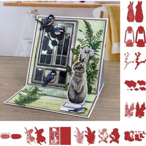 Bunny Plant Windows Stamps And Dies New Arrival 2021 Scrapbook Diary Decoration Stencil Embossing Template DIY Make Albums New