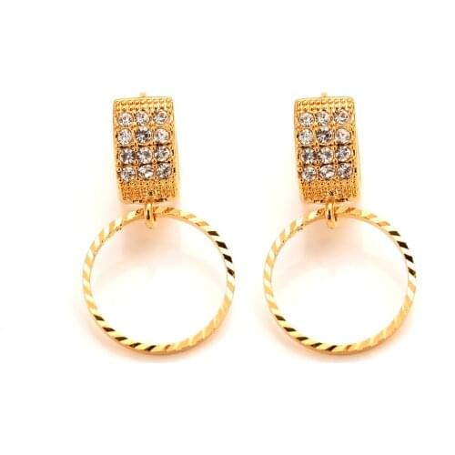 Round cz crystal Drop Earrings for Women/Girl Gold Color african beads ball Olive Ethiopia Trendy Earrings Arab Middle Eastern Jewelry Gift