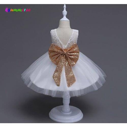 Ksummeree Sequins Big Bow Baby Girls Princess Tutu Dress Toddler Lace Ball Gown Shining Kids Holiday Dress TSJ002