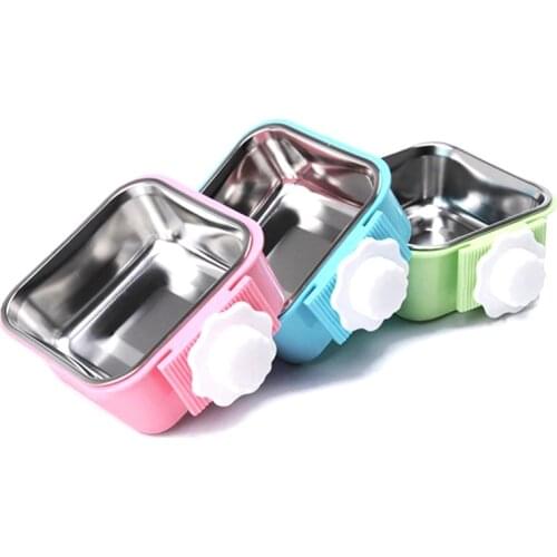 Pet Bowl Stainless Steel Hanging Dog Bowl Fixed Dog Cage Cat Bowl Dog Drinking Water Feeder