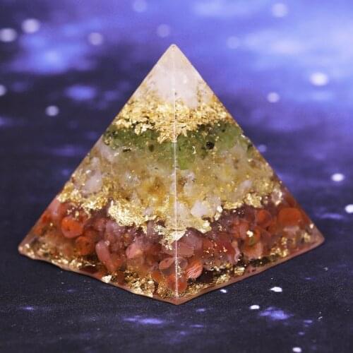 Multilayer Stone Orgonite Pyramid Energy Converter Orgone Natural Gravel Stones Balance Resin Jewelry For Female Men Home Decor