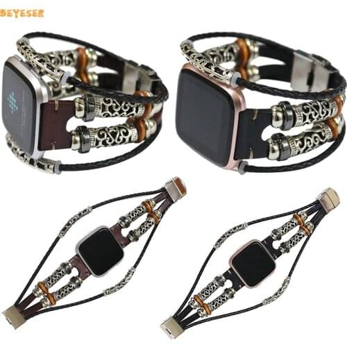 Fashion Leather Strap For Fitbit Versa/Versa Lite Smartwatch Band Replacement Bracelet Watchband Vintage Wristband Accesories