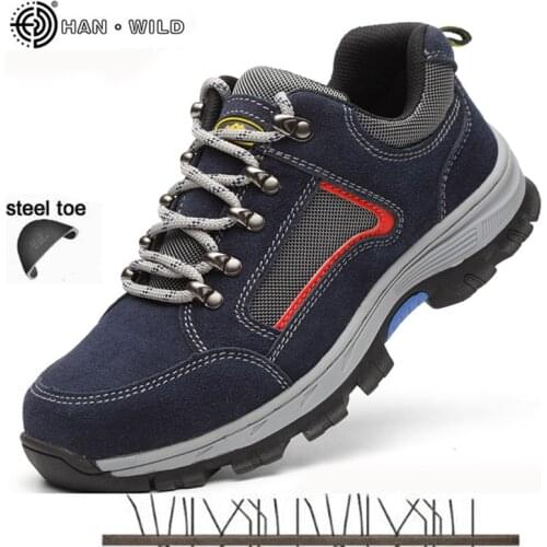 Work Safety Shoes For Men Vintage Blcak Mesh Breathable Steel Toe Cap Boots Mens Labor Insurance Puncture Proof Casual Shoe Man