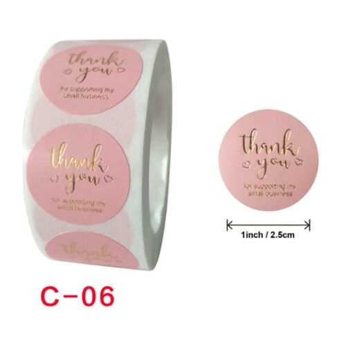 500pcs Pink Gold Foil “Thank You For Supporting My Small Business” Lables Stickers Paper For Wedding Party Gift Card Decoration