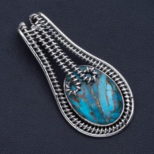 Natural Turquoise Punk Style 925 Sterling Silver Pendant 2" P0884