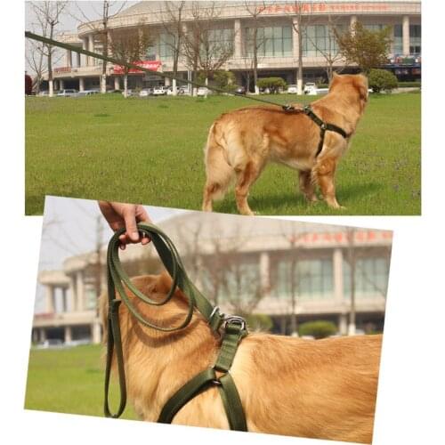 Nylon Army Green High Quality Dog Harness Leash Set For Medium Large Dogs Strong Sturdy Adjustable Pet Collar Leash Product