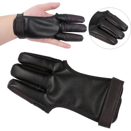Non- Archery Glove 3-Finger Leather Archery Training Practicing Fingers Protective Gloves Shooting Gloves for Kids Adult