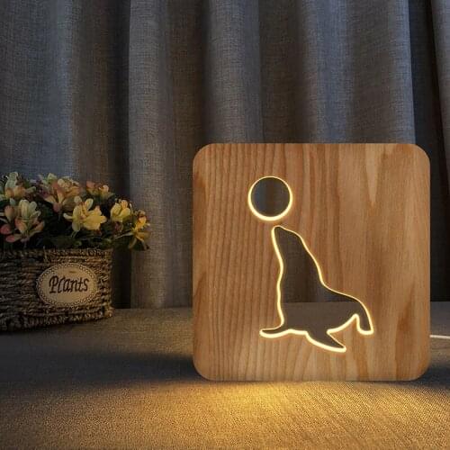 2021 new Glowing seal modelling lamp 3D Illusion Wood seal Plaques anniversary wedding decoration led childrens day Birthday