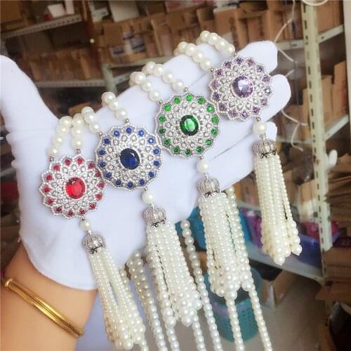 2019 New Trend Fashion Shell Pearl Rhinestone Crystal Tassel Pendant Sweater Chain Long Necklace 171124-2