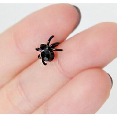 New Arrival Hot Fashion Cute Gothic Punk Personality Black Tiny Spider Earrings Jewelry Wholesale Drop shipping